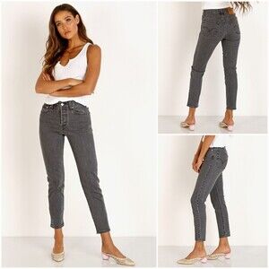 Levis High Rise Wedgie Icon Fit Bite My Dust  Jeans Size 25 Gray Wash Cropped